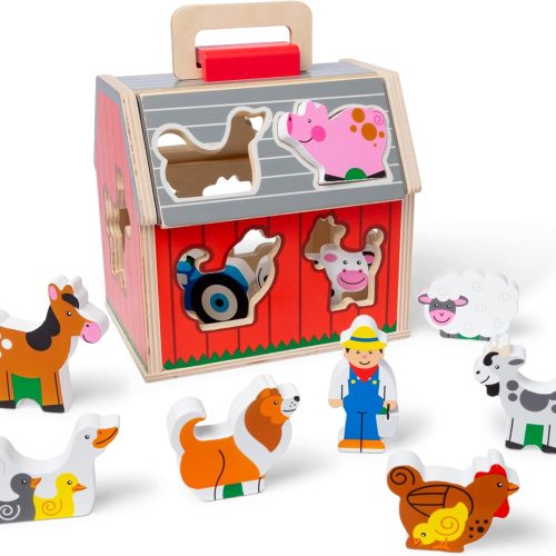 Wooden shape sorter and learning puzzle for toddlers 1-3 years old, great gift for boys and girls age 2-4.