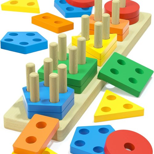 Cause-and-effect developmental toy with buttons and colors, color sorting animal toy for kids toddlers babies age 18 months and up.